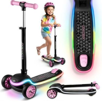 Ricokids Leddi Dreirad-LED-Balance-Scooter für Kinder - schwarz und pink