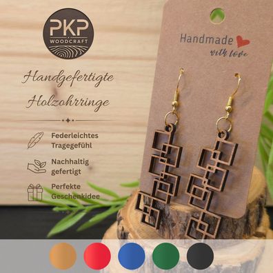 Holzohrringe Handgefertigt "Kreuz & Quer" - Ohrringe aus Holz