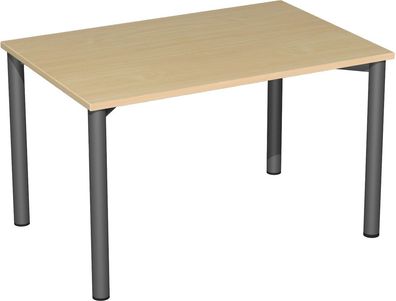 Konferenztisch Rundfuß feste Höhe, 1200x800x720, Buche/Anthrazit