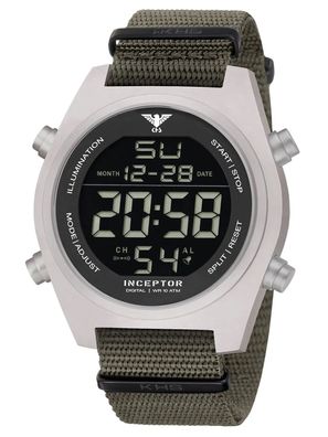 KHS Herrenuhr Inceptor Stahl Digital Olivgrün INCSD. NSGO
