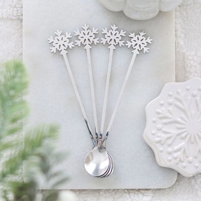 Set mit 4 Schneeflockenlöffeln