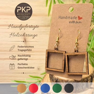 Holzohrringe Handgefertigt "Quadrat" - Ohrringe aus Holz