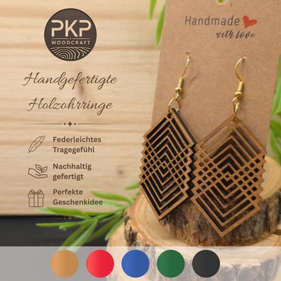 Holzohrringe Handgefertigt "Flechtwerk" - Ohrringe aus Holz