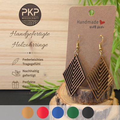 Holzohrringe Handgefertigt "Rautenspiel" - Ohrringe aus Holz