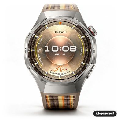 HUAWEI WATCH GT 6 Pro 46 mm Smartwatch Titan mit braunem Nylonarmband, AMOLED, D