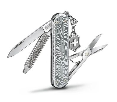 Victorinox Classic SD Brilliant Damast Taschenmesser mit 5 Funktionen