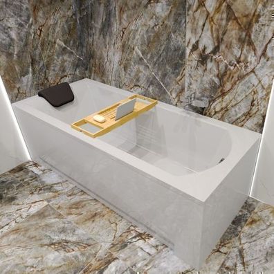 Badewanne Rechteck 160x70 SHEA + Styropor + Bambus Ablage | Ablauf & Füße GRATIS