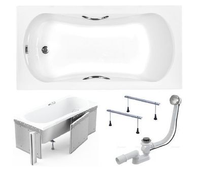 Badewanne Rechteck ARIA PLUS 140x70 Styropor Handgriffen | Ablauf & Füße GRATIS !