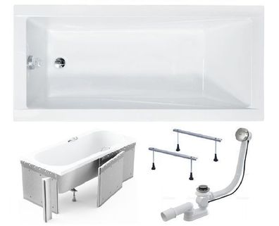 Badewanne Rechteck Acryl MODERN 130x70 Weiß Styropor | Ablauf & Füße GRATIS !