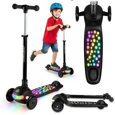 Ricokids Glowi Dreirad-LED-Balance-Scooter für Kinder - Schwarz