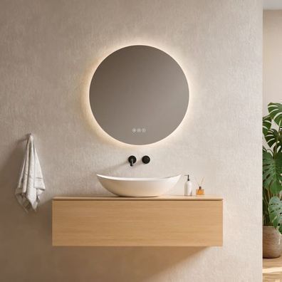EMKE Rund Badspiegel Mit LED Beleuchtung Touch Beschlagfrei Wandspiegel Bad Spiegel