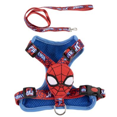 Marvel Spider-Man Hunde Geschirr mit Leine für Spaziergänge und Alltag