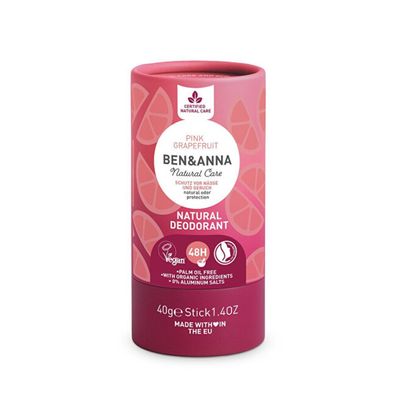 Ben&Anna Natural Deodorant Stick Papertube Pink Grapefruit