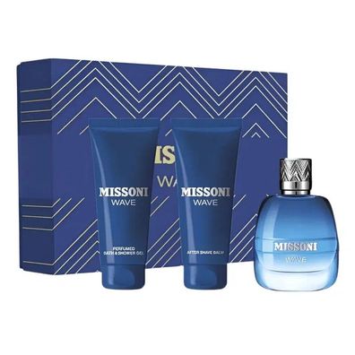 Missoni Wave - EDT 100 ml + balzám po holení 100 ml + sprchový gel 100 ml