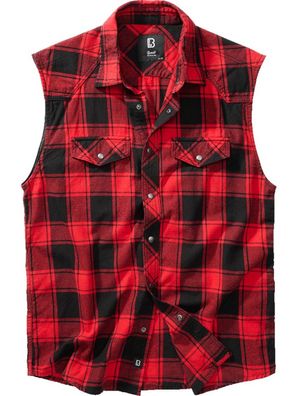 Brandit Men Hemd Checkshirt sleeveless Red/Black