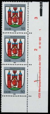 DDR 1983 Nr 2821DV WPD 1 postfrisch 3ER STR ECKE-URE XAC0B9E