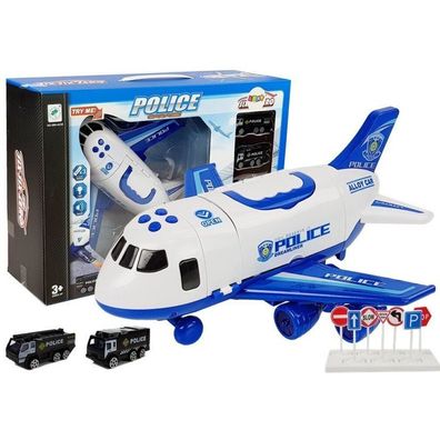 Leantoys Polizei-Faltflugzeug mit Autos 1:64