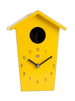 KOOKOO AnimalHouse Kuckucksuhr Gelb – Moderne Wanduhr im Vogelhaus-Stil