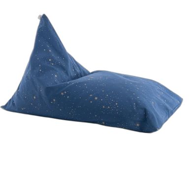 Nobodinoz Sitzsack Essaouira Sternenmuster Nachtblau Gold 115 cm Bio-Baumwolle