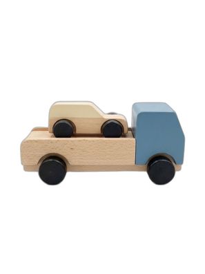 Holz Autotransporter-Set Kleiner Fahrer – Buchenholz LKW mit abnehmbarem Auto