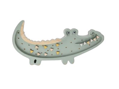Little Lights Krokodil Wandleuchte Pastell-Khaki, handgefertigt, Massivholz