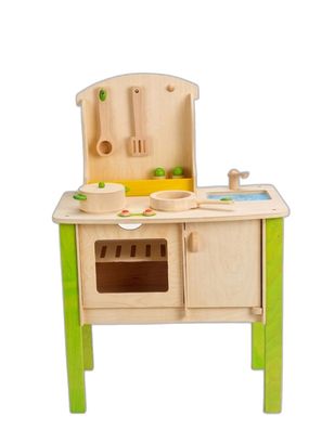 Idena Holz-Spielküche mit Zubehör – Kinderküche, 58x75x30 cm, ab 3 Jahren