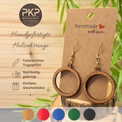 Holzohrringe Handgefertigt "Kreis" - Ohrringe aus Holz