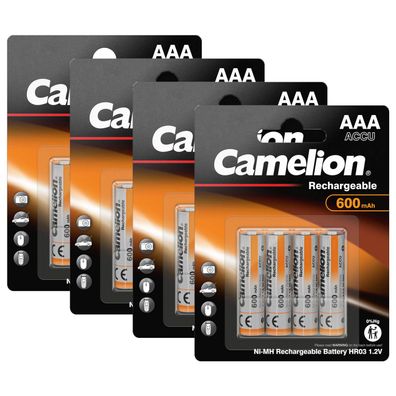 16x Camelion Akku 1,2V 600mAh Micro AAA HR03 NiMH 1,2 V