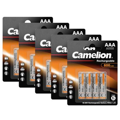 20x Camelion Akku 1,2V 600mAh Micro AAA HR03 NiMH 1,2 V