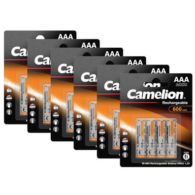 24x Camelion Akku 1,2V 600mAh Micro AAA HR03 NiMH 1,2 V