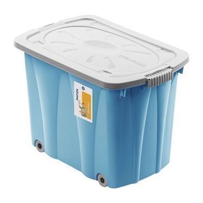 PAFEN Piraten Box Schatzkiste 62l Spielzeugkiste mit Rollen 58x42x37 Blau