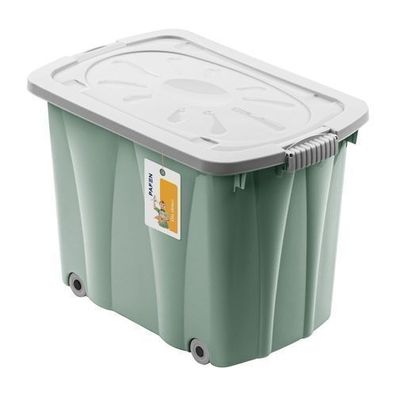 PAFEN Piraten Box Schatzkiste 62l Spielzeugkiste mit Rollen 58x42x37 Grün