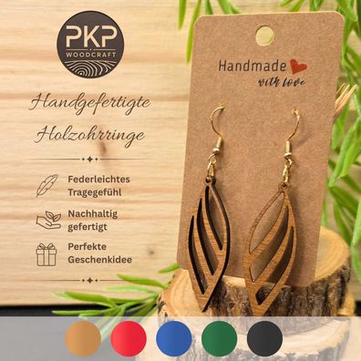 Holzohrringe Handgefertigt "Blatt" - Ohrringe aus Holz