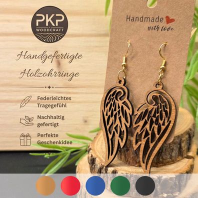 Holzohrringe Handgefertigt "Engelsflügel" - Ohrringe aus Holz