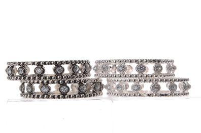 Serviettenring mit Steinchen silber 4 tlg Set hell und dunkel silber Ø 5 cm