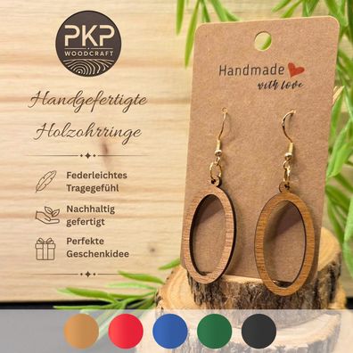 Holzohrringe Handgefertigt "Oval" - Ohrringe aus Holz