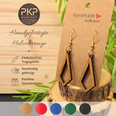 Holzohrringe Handgefertigt "Edelstein" - Ohrringe aus Holz