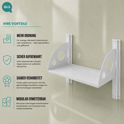 QLS Regalboden 60 x 25 cm aus Stahl für modulares Regalsystem Grau 11500