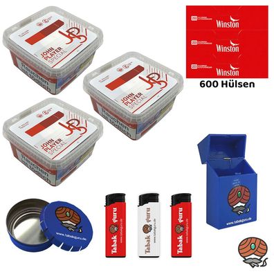 JPS John Player Special Volumentabak Mega Box 3x 130g, Winston Hülsen + Zubehör