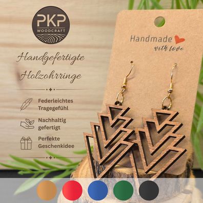 Holzohrringe Handgefertigt "Chevron" - Ohrringe aus Holz