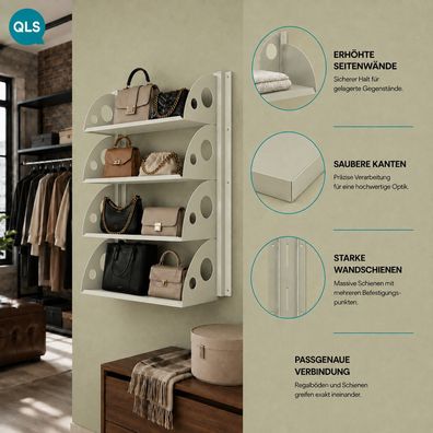 QLS Wandregal mit 4 Regalböden 60x25 cm aus Stahl für Garage Keller 11505