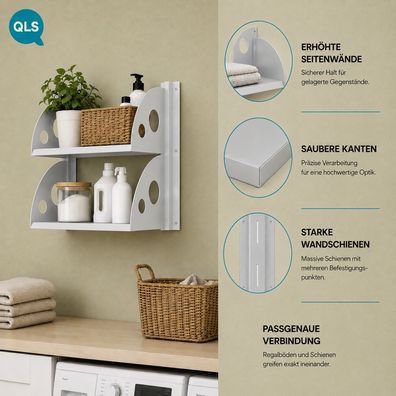 QLS Wandregal mit 2 Regalböden 40x25 cm aus Stahl für Garage Keller 11506