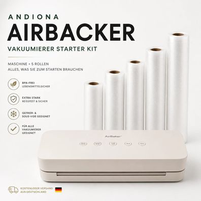 Andiona® Vakuumierer 130W + 5 Vakuumrollen | Starter-Set BPA-frei Sous Vide