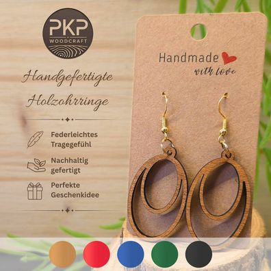 Holzohrringe Handgefertigt "Doppeloval" - Ohrringe aus Holz