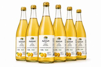 Bleichhof Apfelsaft klar - 100% Direktsaft, vegan, OHNE Zuckerzusatz (6x 0,95l)