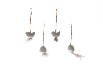 Beton Osterhänger 2er-Set Vogel oder Ei