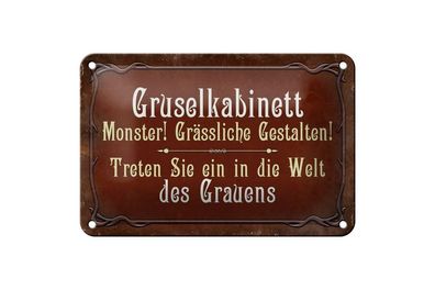 Blechschild Gruselkabinett treten Sie ein, 3 vers. Größen, Spruch