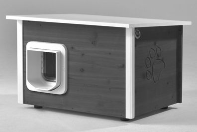 Katzenhaus Outdoor isoliert mit SureFlap Mikrochip Katzenklappe - 4 Farben