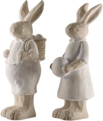 Osterhase Frau / Mann Poly Mangnesium 1 Stück beige