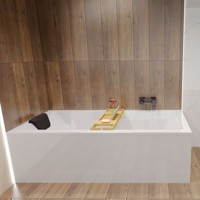 Badewanne Rechteck QUADRO 180x80 Bambus Badewannenablage Ablauf & Füße GRATIS !